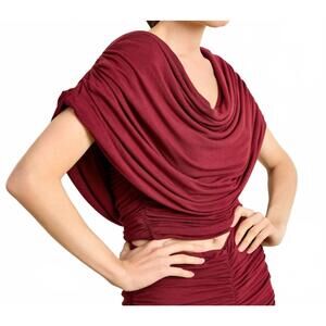 NEW LINE AND DOT women's mazzy knit cowl top in burgundy